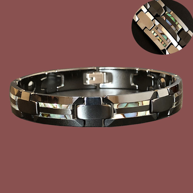 Ceramic Link Bracelet - 10 ミリメートル Havey パンクブラックセラミックブレスレット男性女性オムシェル健康エネルギーヘマタイト磁気利点関節炎バングルジュエリー
