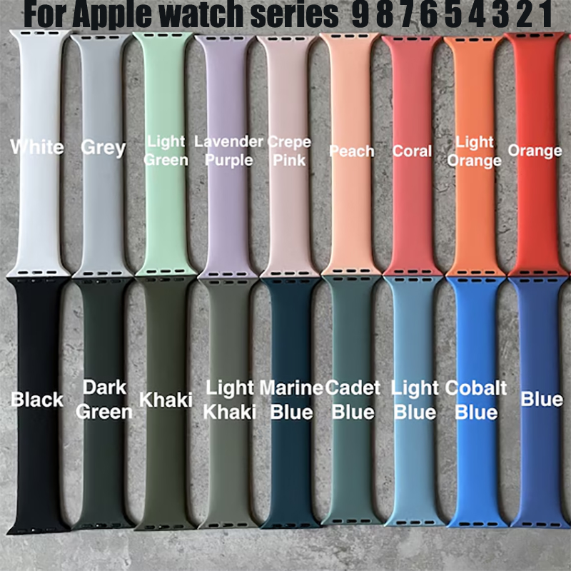 Solo Loop Strap - Apple Watch用シリコンストラップ,iwatchシリーズ9,8,7,6,se,ultra 2ケース,40mm, 44mm, 45mm, 41mm