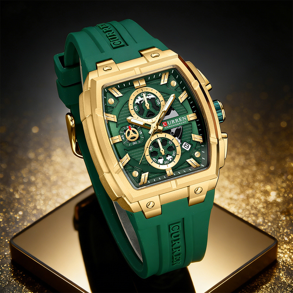 Accessories With Watch - CURREN 高級ヴィンテージ腕時計 メンズ スポーツ クロノグラフ クォーツ腕時計