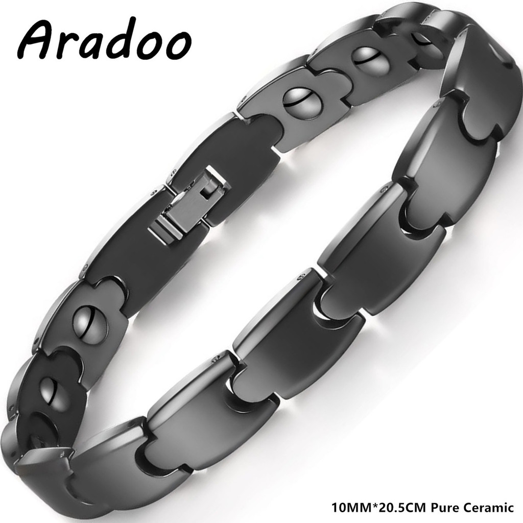 Ceramic Link Bracelet - アラードゥ プレミアム セラミック ヘマタイト 磁気ブレスレット ジュエリー