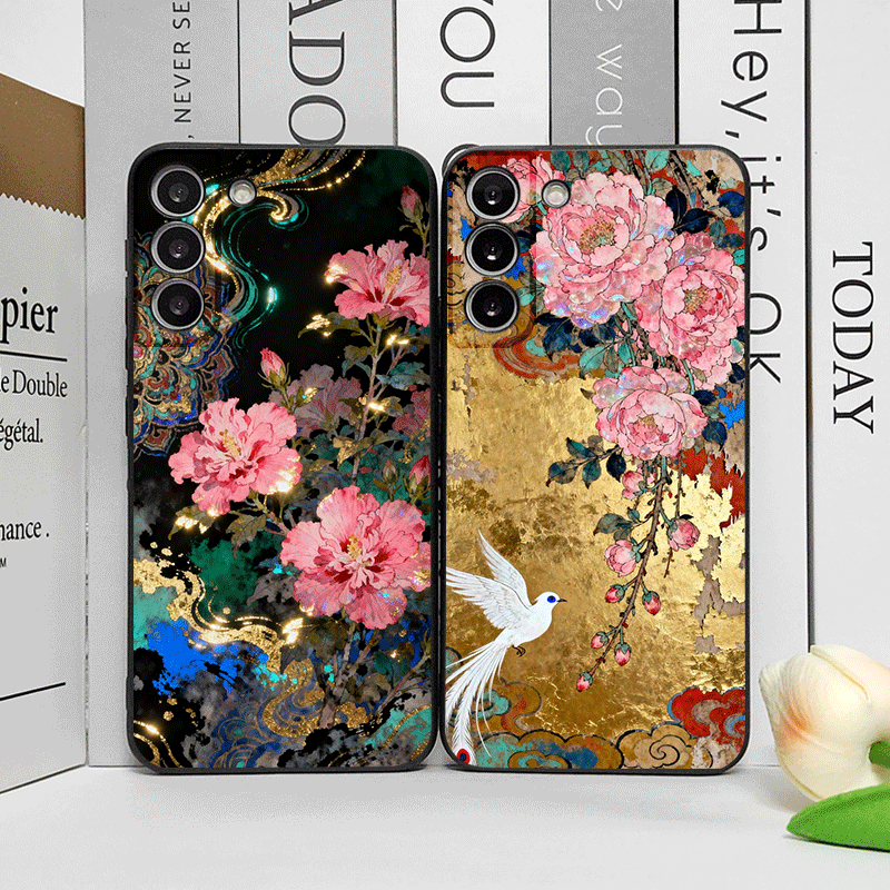 Oppo Reno 12 - レトロな花柄ハイビスカス金墨画風スマホケース OPPO Reno 13 12 F