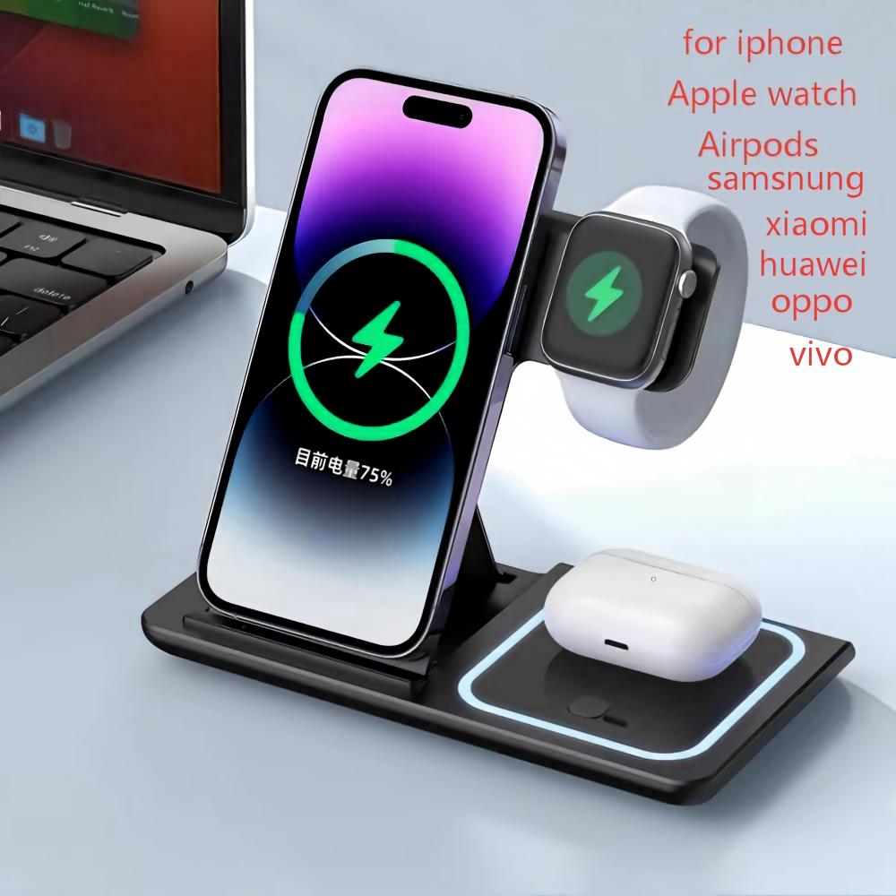 Smartwatch Ac - ワイヤレス充電器ホルダー スタンド 3 in 1 折りたたみ式急速充電ステーション