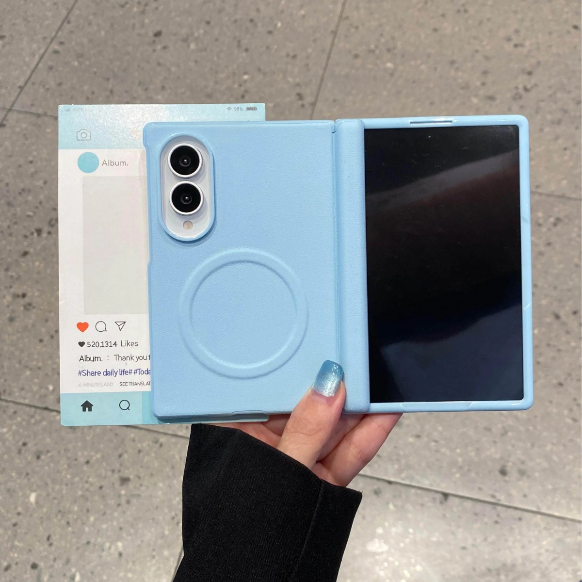 Screen Protector Film - キャンディーカラーマットレザー Magsafe対応ケース Samsung Galaxy Z Fold