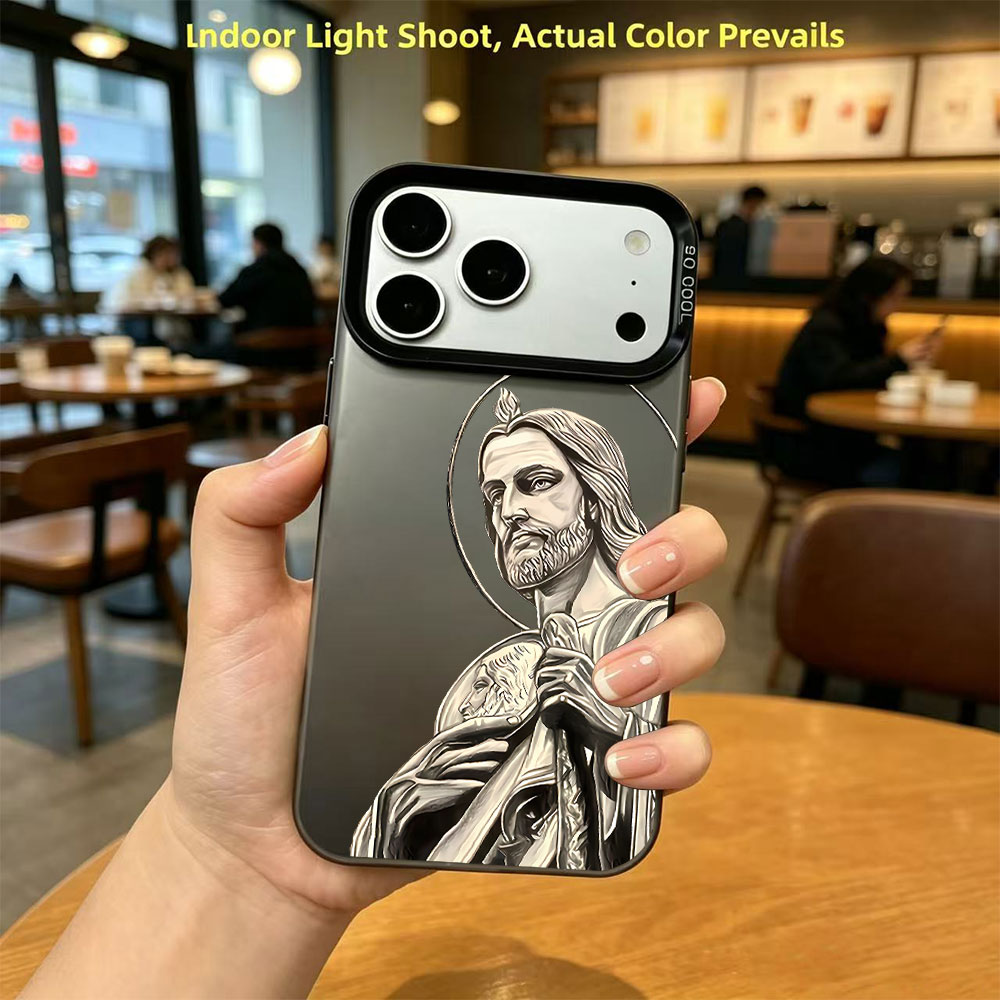Apple Iphone 15 Pro Max - サン・ジュダス・タデオ柄デザインのiPhoneケース（iPhone 18、17、16、15、14、13、12、11 Pro、Xs Max、Plus、Air、Mini、XR、X、17e、16e対応）保護カバー