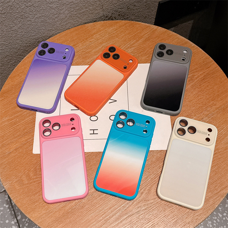 Apple Iphone 15 Pro Max - 高級感のあるキャンディーカラーグラデーションのiPhone 17/16/15/14 Pro Max用スマホケース、大きな窓ガラス付き耐衝撃保護カバー