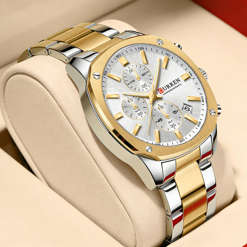 Accessories With Watch - CURREN モダンメンズ 42mm スポーツウォッチ - ステンレススチールバンド