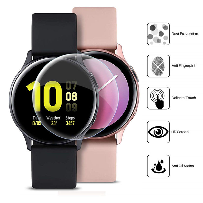 Watch Case Bumper - サムスンギャラクシーウォッチ用の完全な保護フィルム,スクリーンプロテクター,3D,超薄型,44mm, 40mm,アクティブ2,アクセサリー,2個
