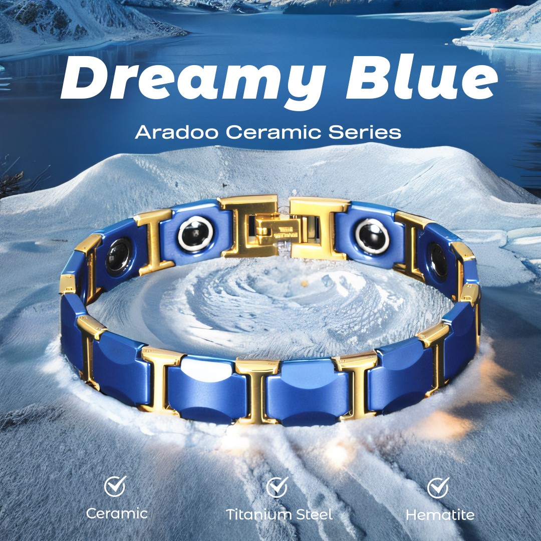 夢のようなブルーセラミックブレスレット,チタン鋼,磁気ヘマタ - Ceramic Link Bracelet のレビューと価格