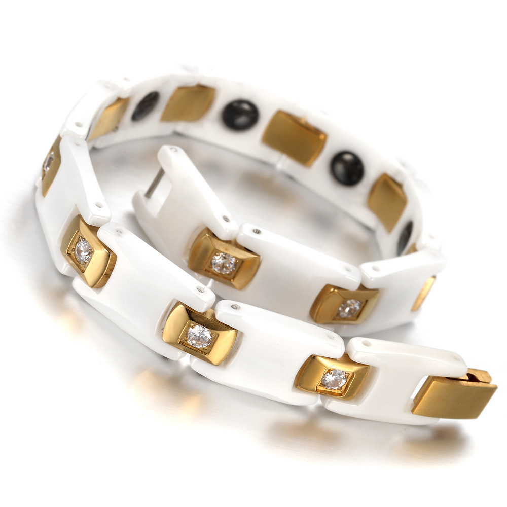 Vinterly-ゴールデンブレスレット,女性用,チェーンリ - Ceramic Link Bracelet のレビューと価格