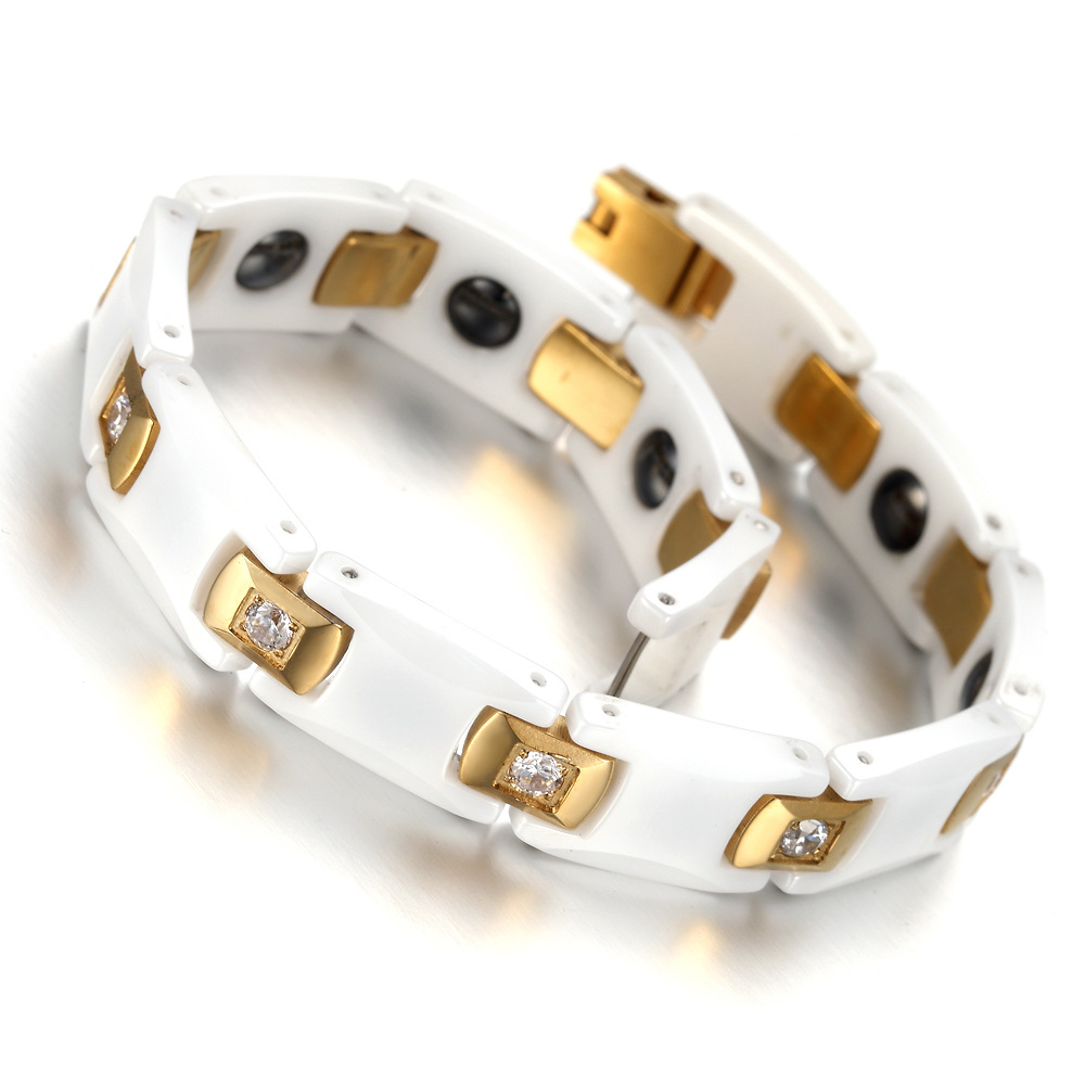 Vinterly-ゴールデンブレスレット,女性用,チェーンリ - Ceramic Link Bracelet のレビューと価格
