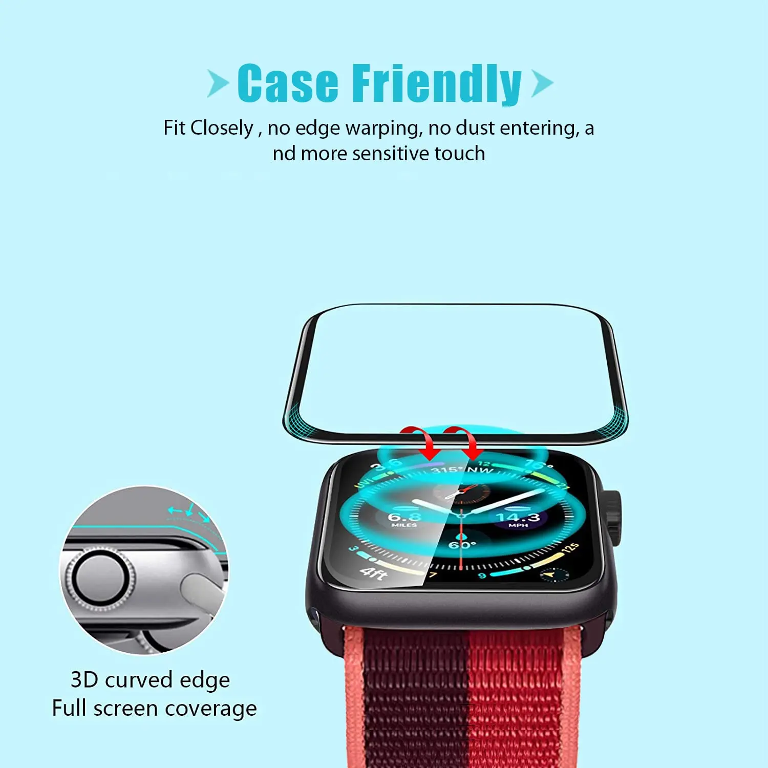 スクリーンプロテクター 3D強化ガラスフィルム Apple  - Watch Case Bumper のレビューと価格