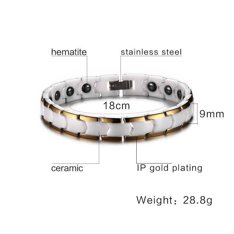 Vinterly-女性用磁気ブレスレット,ゴールドカラーチェ - Ceramic Link Bracelet のレビューと価格