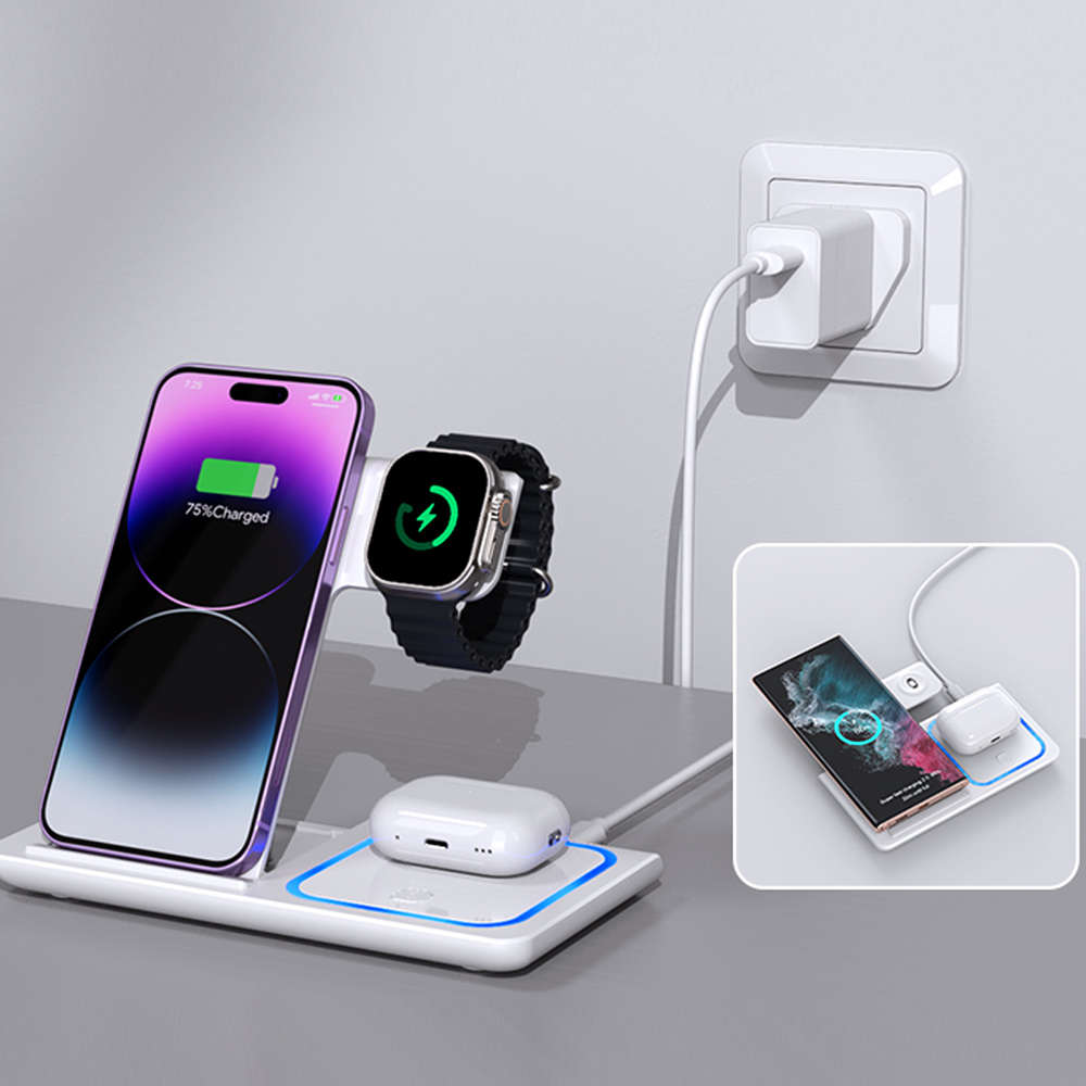 LED 3 in 1 ワイヤレス充電ステーション iPhon - Smartwatch Ac のレビューと価格