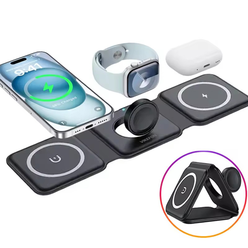 3-in-1 磁気折りたたみ式ワイヤレス充電器、15W急速充 - Smartwatch Ac のレビューと価格