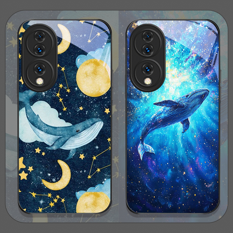 漫画風星空青いクジラプリント強化ガラス製スマホケース Hua - Huawei Nova 12 のレビューと価格