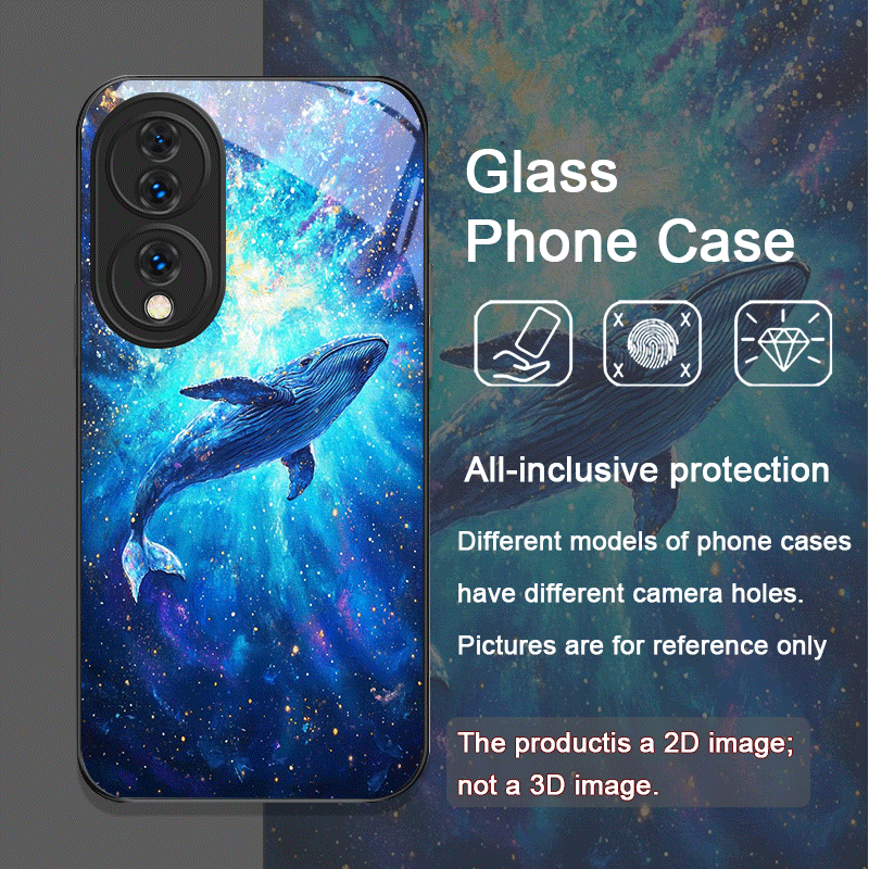 漫画風星空青いクジラプリント強化ガラス製スマホケース Hua - Huawei Nova 12 のレビューと価格
