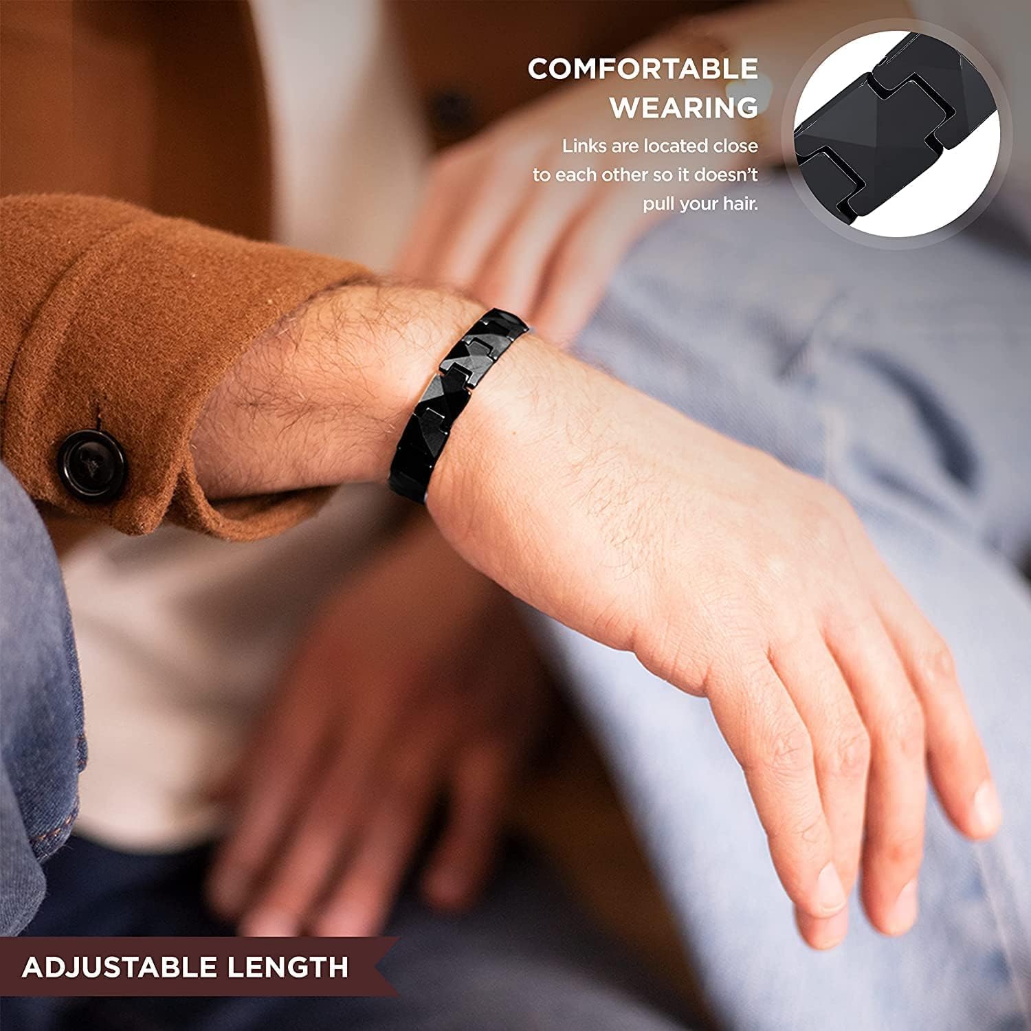 ARADOO プレミアムセラミックブレスレットピラミッド型デ - Ceramic Link Bracelet のレビューと価格