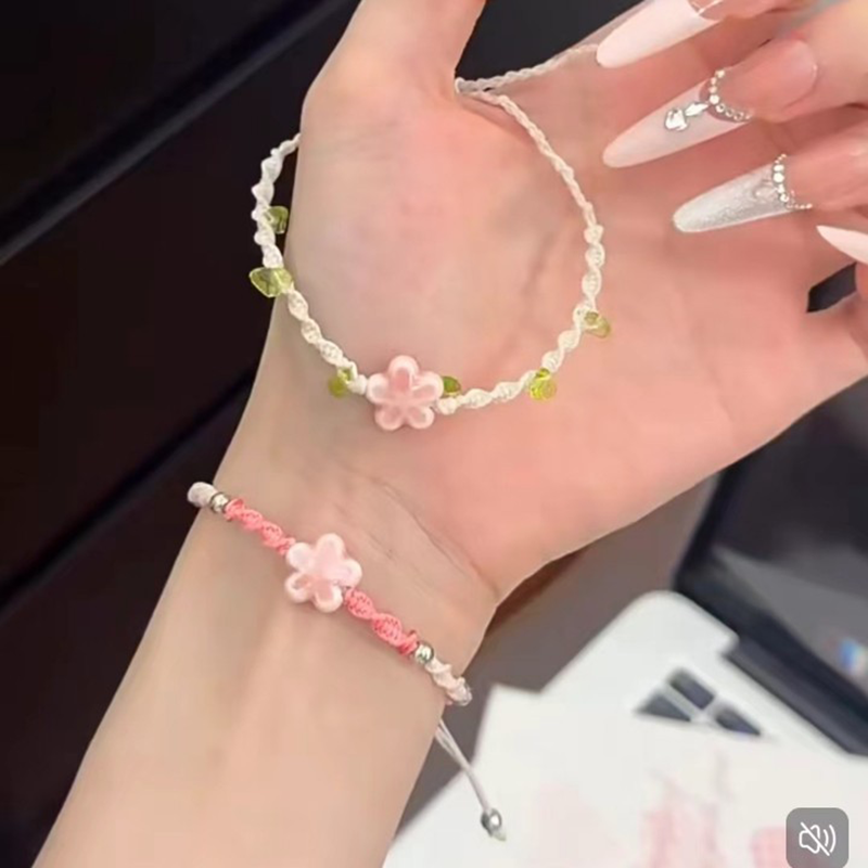 手作り織りセラミックビーズ幸運の花ブレスレット女性のためのミ - Ceramic Link Bracelet のレビューと価格