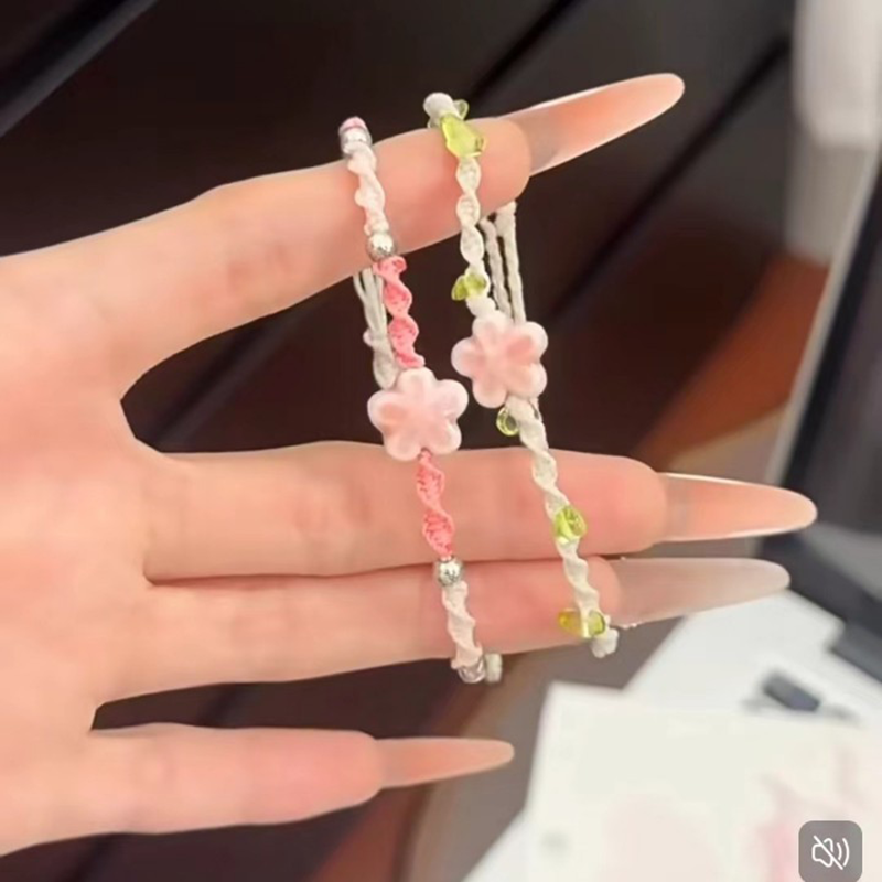 手作り織りセラミックビーズ幸運の花ブレスレット女性のためのミ - Ceramic Link Bracelet のレビューと価格