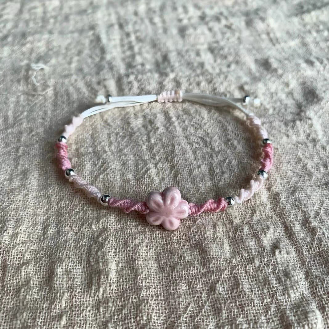 手作り織りセラミックビーズ幸運の花ブレスレット女性のためのミ - Ceramic Link Bracelet のレビューと価格