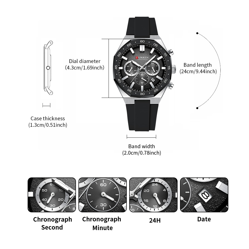 CURREN ファッションカジュアルメンズスポーツウォッチク - Accessories With Watch のレビューと価格