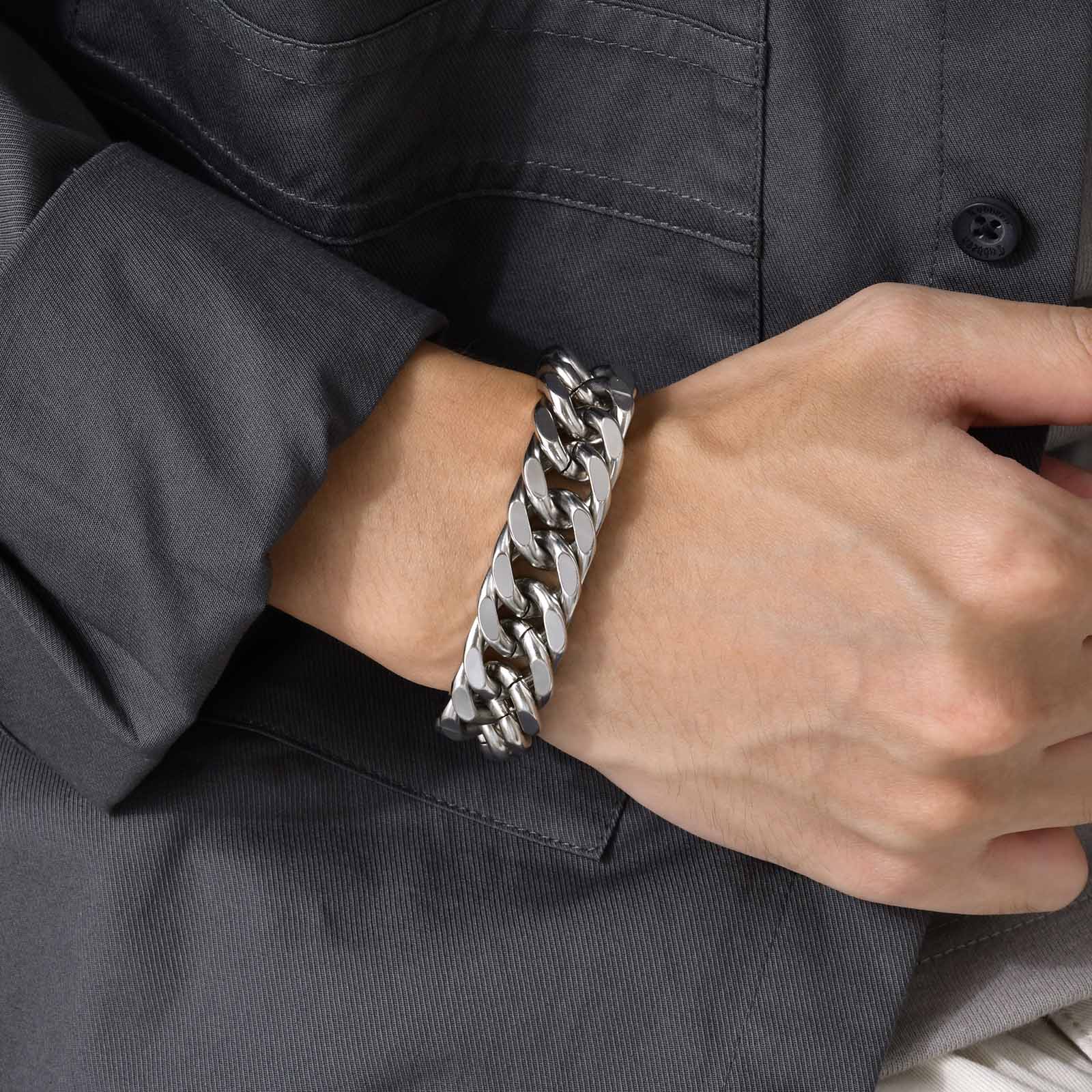 メンズチャンキー8/10/12/15MMステンレススチールキ - Ceramic Link Bracelet のレビューと価格