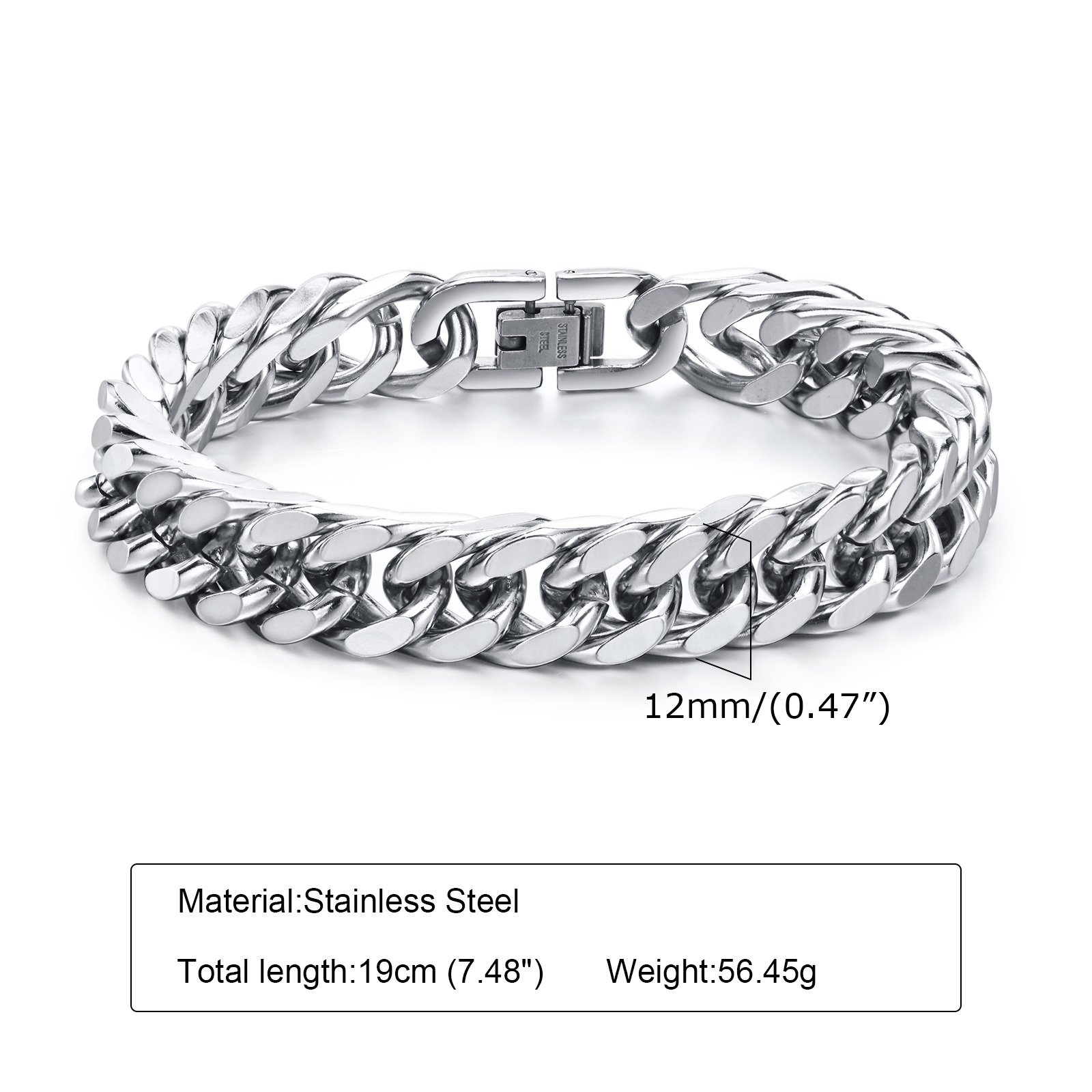 メンズチャンキー8/10/12/15MMステンレススチールキ - Ceramic Link Bracelet のレビューと価格