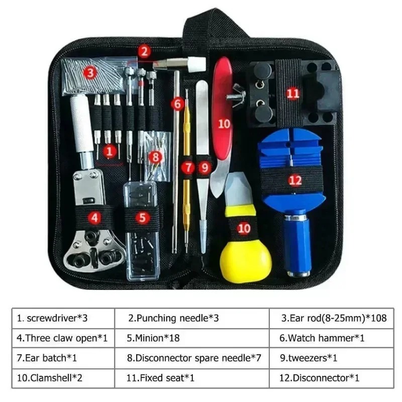 147個入り時計修理工具セット 時計電池交換 ストラップ調整 - Tool Kit Strap Change のレビューと価格